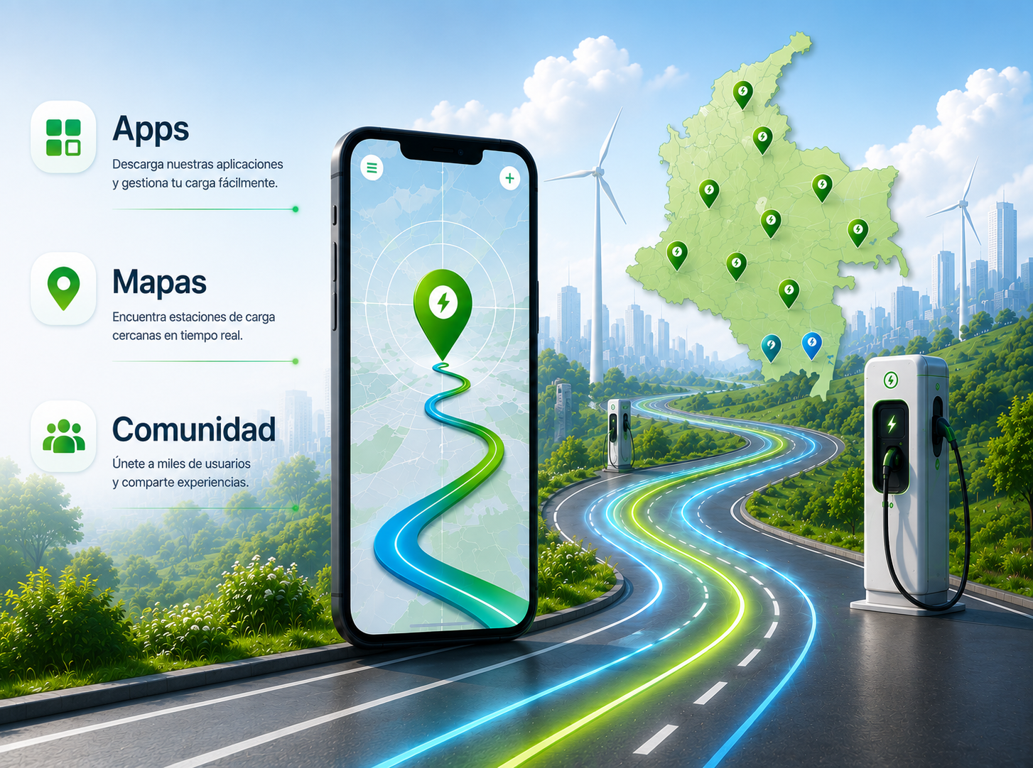 Apps, mapas y comunidad para encontrar cargadores eléctricos en Colombia
